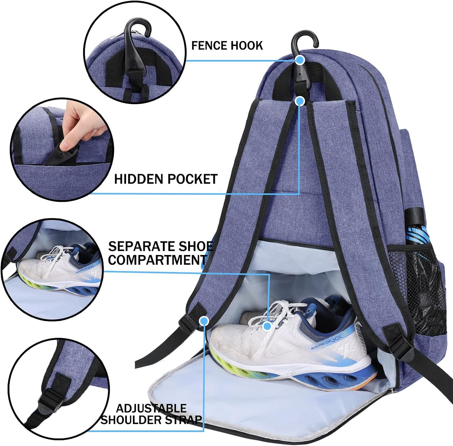 Tennis Bag Tennis Backpack - Large Tennis Bags for Women and Men to Hold Tennis Racket,Pickleball Paddles, Badminton Racquet, Squash Racquet,Balls and Other Accessories