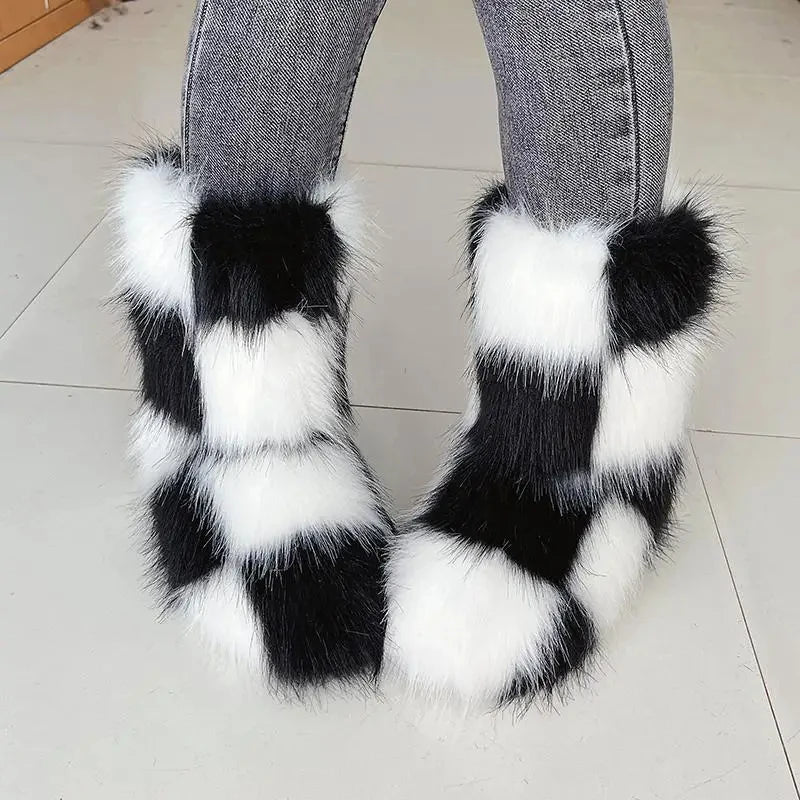 Women's Outdoor Luxury Furry Faux Winter Snow Boot