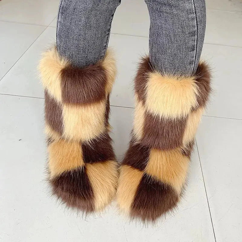 Women's Outdoor Luxury Furry Faux Winter Snow Boot