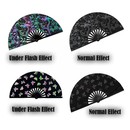 Reflective Rainbow Holographic Large Rave Folding Hand Fan